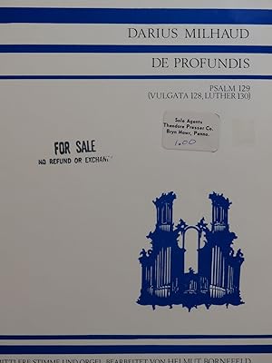 Seller image for MILHAUD Darius De Profundis Chant Orgue for sale by partitions-anciennes