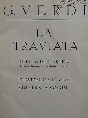 Seller image for VERDI Giuseppe La Traviata Opra en allemand Chant Piano for sale by partitions-anciennes