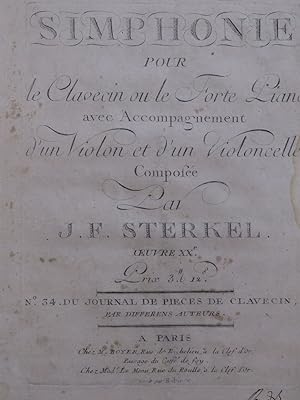 Immagine del venditore per STERKEL Johann Franz Xaver Simphonie op 20 Clavecin ou Piano ca1786 venduto da partitions-anciennes