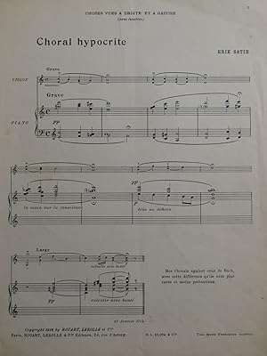 SATIE Erik Choses vues à droite et à gauche Piano Violon 1916