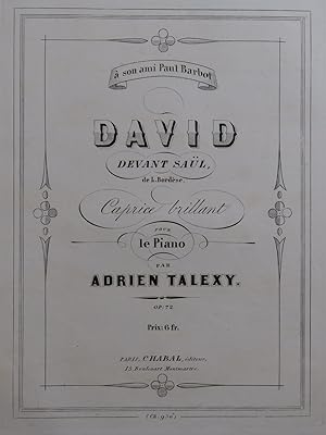 Immagine del venditore per TALEXY Adrien David devant Sal Caprice Brillant op 72 Piano ca1854 venduto da partitions-anciennes
