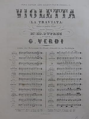 Seller image for VERDI Giuseppe La Traviata No 3 Chant Piano ca1860 for sale by partitions-anciennes
