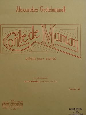 Bild des Verkufers fr GRTCHANINOFF Alexandre Conte de Maman Piano ca1925 zum Verkauf von partitions-anciennes