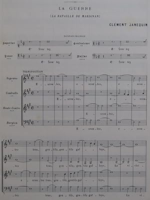 Seller image for JANEQUIN Clment La Guerre La Bataille de Marignan Renaissance Chant 1974 for sale by partitions-anciennes