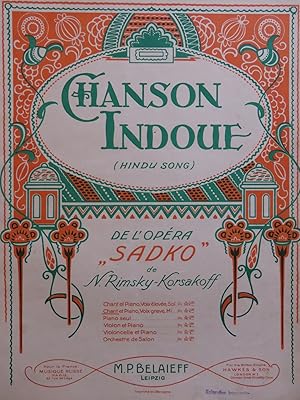 Seller image for RIMSKY-KORSAKOFF N. Chanson Indoue Chant Piano 1914 for sale by partitions-anciennes