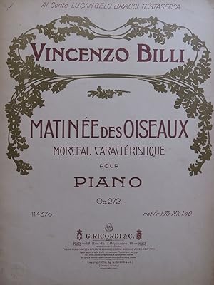 Seller image for BILLI Vincenzo Matine des Oiseaux Piano 1912 for sale by partitions-anciennes