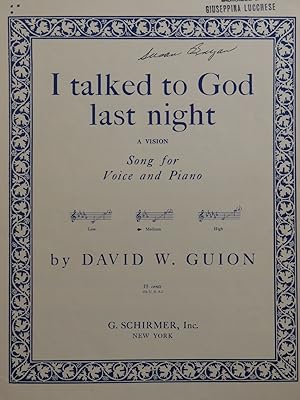 Seller image for GUION David W. I Talked to God last night Piano Chant 1940 for sale by partitions-anciennes