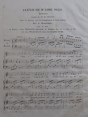 Bild des Verkufers fr ROMAGNESI Antoine Alexis ne m'aime plus Chant Piano ou Harpe ca1820 zum Verkauf von partitions-anciennes