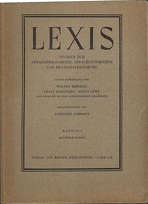 Lexis. Studien zur Sprachphilsophie, Sprachgeschichte und Begriffsforschung.