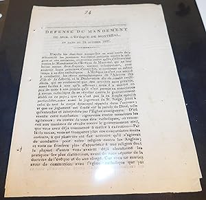 Seller image for DFENSE DU MANDEMENT DE MGR. L?VQUE DE MONTRAL. En date du 24 Novembre 1837 (brochure originale) for sale by Librairie Montral