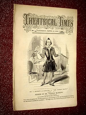 Theatrical Times, No 14. September 12, 1846. Lead Article & Picture - Memoir of Mr Charles Mathew...