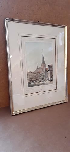 Marktplatz in Kiel, nach der Natur gezeichnet und lithographiert von Wilhelm Heuer. Aus der Folge...