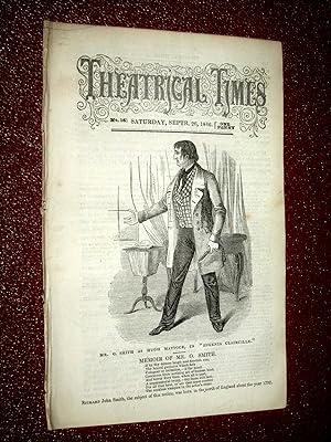 Theatrical Times, No 16. September 26, 1846. Lead Article & Picture - Memoir of Mr Richard John S...