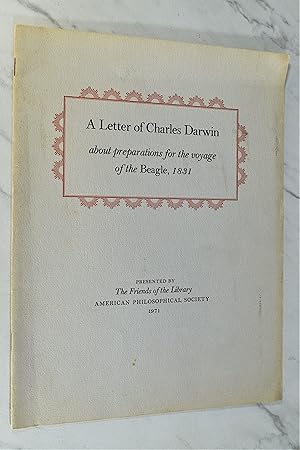 Imagen del vendedor de A Letter of Charles Darwin About Preparations for the Voyage of the Beagle, 1831 a la venta por Lost Time Books