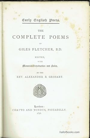 Bild des Verkufers fr The Complete Poems Of Giles Fletcher zum Verkauf von Hall of Books