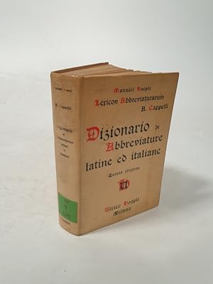 Bild des Verkufers fr Dizionario di abbreviature Latine ed italiene. Quinta edizione. zum Verkauf von Antiquariat Bookfarm