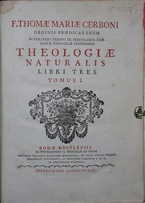 Bild des Verkufers fr Theologiae Naturalis Libri tres. 2 Bnde (in einem Band). zum Verkauf von Antiquariat  Braun