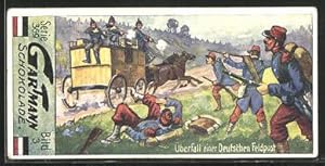 Bild des Verkufers fr Sammelbild Gartmann-Chocolade, Szenen aus dem Kriege von 1870 /71, Serie 369, Bild 4, berfall einer Deutschen Feldpost zum Verkauf von Bartko-Reher