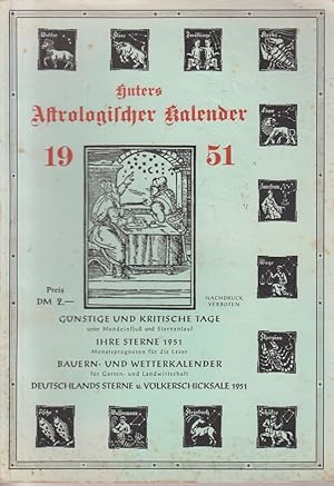 Bild des Verkufers fr Huters Astrologischer Kalender fr das Jahr 1951 zum Verkauf von Allguer Online Antiquariat