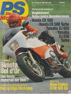 Image du vendeur pour PS Die Motorrad Zeitung. Nr.8/ August 1982. Bimotor Bol d Or, Enduro KTM 500 GS, Turbos kontra Normalversionen mis en vente par Allguer Online Antiquariat