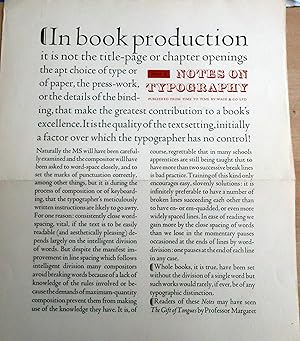 Bild des Verkufers fr Notes on Typography. zum Verkauf von West Port Books