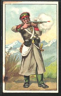 Bild des Verkufers fr Sammelbild Aktiengesellschaft f. autom. Verkauf Berlin, Serie Aufstellkrtchen, Bild 13, Russischer Infanterist zum Verkauf von Bartko-Reher