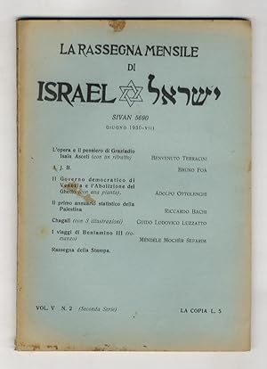 RASSEGNA (LA) mensile di Israel. Vol. V., N. 2. Sivan 5690. Giugno 1930-VIII.