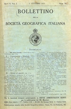 Bollettino della Società Geografica Italiana. Serie V, vol. I. Num. 10. 1 ottobre 1912.