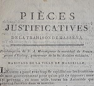 Imagen del vendedor de Imprim des "Pices justificatives de la trahison de Massna" a la venta por Traces Ecrites