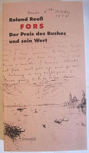 Imagen del vendedor de Fors. Der Preis des Buches und sein Wert. a la venta por Antiquariat Immanuel, Einzelhandel