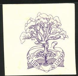 Bild des Verkufers fr Exlibris Baum und Buch zum Verkauf von Bartko-Reher