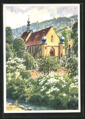 Bild des Verkäufers für Künstler-Ansichtskarte Retzbach a. M., Wallfahrtskirche Maria im grünen Tal zum Verkauf von Bartko-Reher