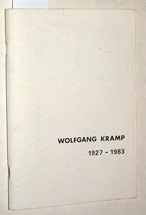 Bild des Verkufers fr Wolfgang Kramp 1927 - 1983. (inklusive Bibliographie). zum Verkauf von Versandantiquariat Kerstin Daras