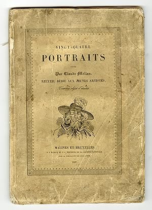 24 Antique Master Prints-PORTRAIT-DRAWING EXAMPLES-MELLAN-Claude Mellan-Mellan-ca. 1660