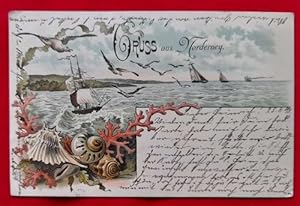 Ansichtskarte AK Gruss aus Norderney (Farblithografie, Motive (Segelboote und Meerestiere)