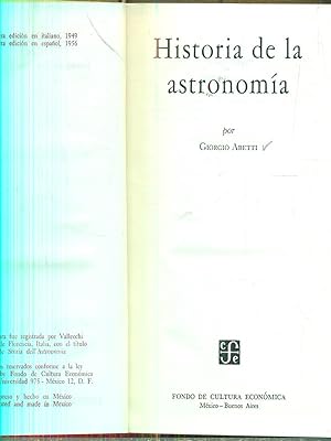 Bild des Verkufers fr Historia de la astronomia zum Verkauf von Librodifaccia