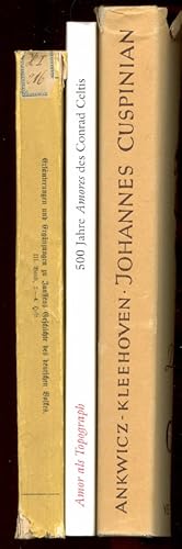 Imagen del vendedor de (3 Humanisten des 15. / 16. Jahrhunderts:) I: Knepper, J.: Jakob Wimpfeling (1450-1528). Sein Leben und seine Werke nach den Quellen vorgestellt . II: Wiener, C. u.a. (Hgg.): Amor als Topograph. 500 Jahre Amores des Conrad Celtis. Kabinettausstellung 7. April - 30. Juni 2002. III: Ankwicz-Kleehoven, H.: Der Wiener Humanist Johannes Cuspinian. Gelehrter und Diplomat zur Zeit Kaiser Maximilins I. a la venta por Antiquariat Buechel-Baur