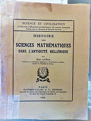 histoire des sciences mathématiques dans l'antiquité héllénique