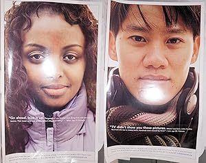 [Two public relations posters on the theme of Israeli aid to refugees from Ethiopia and Vietnam]