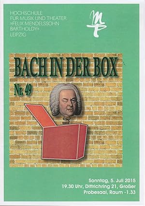 Imagen del vendedor de Programmheft BACH IN DER BOX Nr. 49 5. Juli 2015 Groer Probesaal a la venta por Programmhefte24 Schauspiel und Musiktheater der letzten 150 Jahre