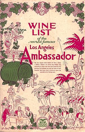 Wine List of The World Famous Los Angeles Ambassador