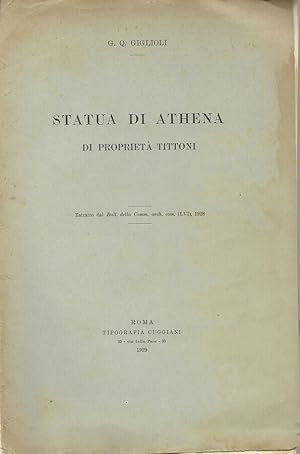 Bild des Verkufers fr Statua di Athena di propriet Tittoni Estratto dal Bull. Della Comm. Arch. Com. LVI zum Verkauf von Biblioteca di Babele