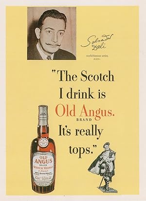 Salvador Dali Artist Drinks Old Angus Whisky Advertising Postcard