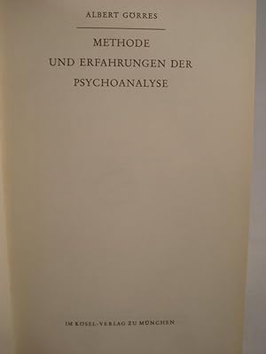 Bild des Verkufers fr Methode und Erfahrungen der Psychoanalyse. zum Verkauf von Antiquariat Bookfarm