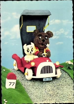 Ansichtskarte / Postkarte Zwei Teddys in einem Auto