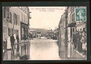 Ansichtskarte Bar-sur-Seine, La Crue de la Seine 1910, Rue Thiers, Hochwasser