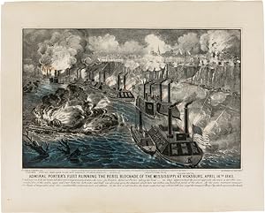 Seller image for ADMIRAL PORTER'S FLEET RUNNING THE REBEL BLOCKADE OF THE MISSISSIPPI AT VICKSBURG, APRIL 16th 1863 [caption title] for sale by William Reese Company - Americana