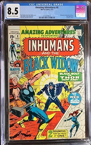 Seller image for AMAZING ADVENTURES No. 8 (Sept. 1971) - featuring Black Widow and The Inhumans - Neal Adams art - CGC Graded 8.5 (VF+) for sale by OUTSIDER ENTERPRISES