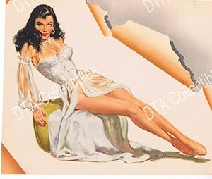 VINTAGE PIN-UP 7 1/2'x9 1/2' COLOR PRINT-E. CHIRIATA VG