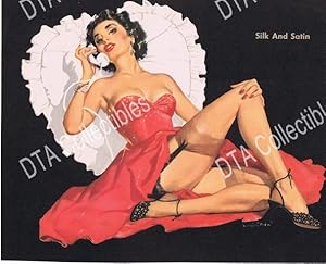 VINTAGE PIN-UP COLOR PRINT-E. CHIRIATA-SILK AND SATIN VG